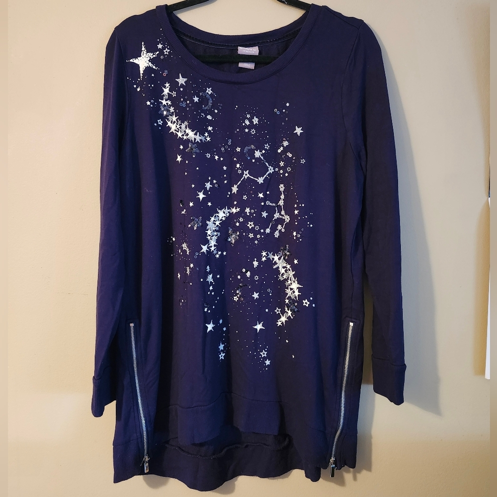 Chico's Zenergy Starry Sky Print Tunic Sweatshirt